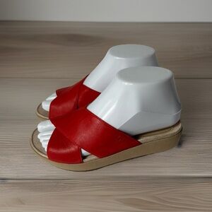 Vionic Hayden Sandals Womens Size‎ 5 Cherry Red Slip On Open Toe Shoes Leather